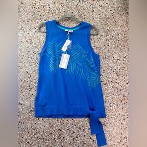 NWT Tommy Bahama cotton Palm Cove Tie Hem Tank - Turkish Sea Sz Medium